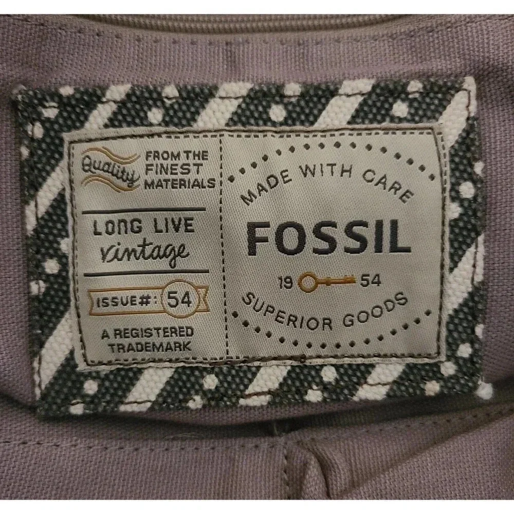 FOSSIL DUFFEL 1954 LONG LIVE VINTAGE LEATHER GREEN CANVAS MILITARY STYLE BAG LG